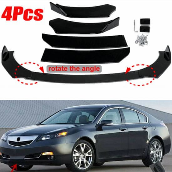 SONNENH AUTSOME 4PCS Black Front Lip Chin Bumper Spoilers Body Kits for Car Universal