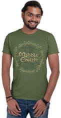 CurePink Pánské tričko Lord Of The Rings|Pán prstenů: Middle Earth (S) zelená bavlna