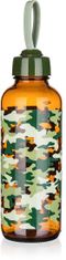 Láhev na pití 450ml MANON sklo/plastová, HN,camouflage,s poutkem