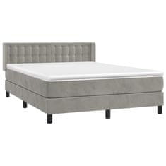 Greatstore Box spring postel s matrací světle šedá 140x190 cm samet