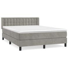 Greatstore Box spring postel s matrací světle šedá 140x190 cm samet