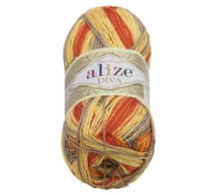 Příze DIVA BATIK - 100g / 350 m - béžová, žlutá, oranžová, červená