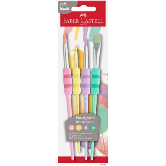 Faber-Castell Štětce syntetické Soft set 4 ks (4,8,10,12) pastel