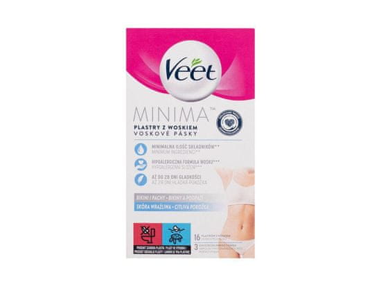 Veet 16ks minima hypoallergenic wax strip bikini and