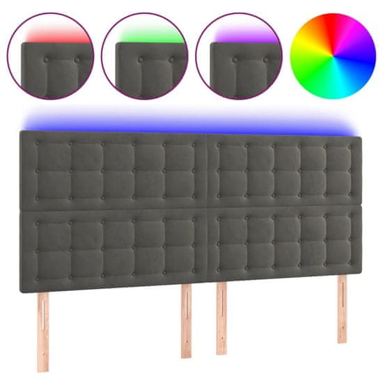 Vidaxl Čelo postele s LED tmavě šedé 180x5x118/128 cm samet