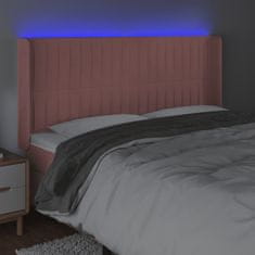 Vidaxl Čelo postele s LED růžové 183 x 16 x 118/128 cm samet