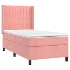 Greatstore Box spring postel s matrací růžová 90x190 cm samet