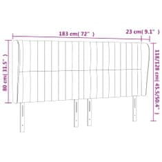 Vidaxl Čelo postele typu ušák černé 183x23x118/128 cm samet