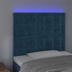 Greatstore Čelo postele s LED tmavě modré 90x5x118/128 cm samet