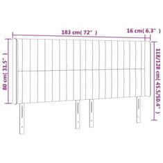 Greatstore Čelo postele s LED růžové 183 x 16 x 118/128 cm samet