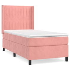 Greatstore Box spring postel s matrací růžová 90x190 cm samet