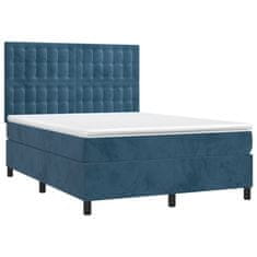 Greatstore Box spring postel s matrací tmavě modrá 140x190 cm samet