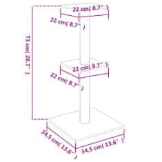 Vidaxl Škrabadlo pro kočky se sisalovými sloupky tmavě šedé 73 cm