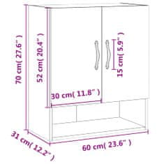 Vidaxl Nástěnná skříňka bílá s vysokým leskem 60 x 31 x 70 cm kompozit