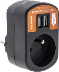 Retlux RPC 70 BK zásuvka s 2×USB, 5V/2100mA