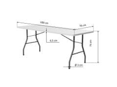 TENTino Skládací stůl 180x76 cm PŮLENÝ, bílý, STL180P