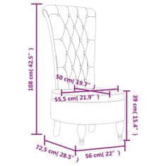 Vidaxl Židle s vysokým opěradlem modrá samet design s knoflíky