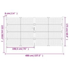 Vidaxl Zahradní branka antracitová 400 x 125 cm ocel