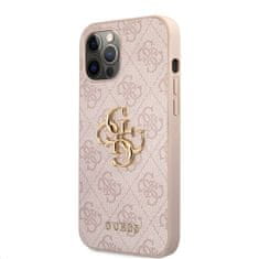 Guess  PU 4G Metal Logo Zadní Kryt pro iPhone 12 Pro Max Pink