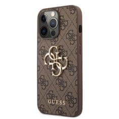 Guess  PU 4G Metal Logo Zadní Kryt pro iPhone 13 Pro Brown