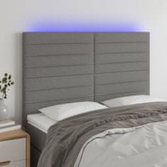 Vidaxl Čelo postele s LED tmavě šedé 144x5x118/128 cm textil