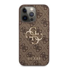 Guess  PU 4G Metal Logo Zadní Kryt pro iPhone 13 Pro Brown