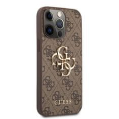 Guess  PU 4G Metal Logo Zadní Kryt pro iPhone 13 Pro Brown