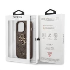 Guess  PU 4G Metal Logo Zadní Kryt pro iPhone 13 Pro Brown