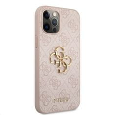 Guess  PU 4G Metal Logo Zadní Kryt pro iPhone 12 Pro Max Pink