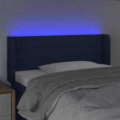 Vidaxl Čelo postele s LED modré 93 x 16 x 78/88 cm textil