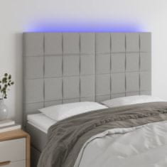 Vidaxl Čelo postele s LED světle šedé 144x5x118/128 cm textil