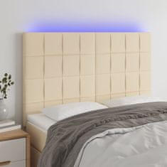 Vidaxl Čelo postele s LED krémové 144x5x118/128 cm textil