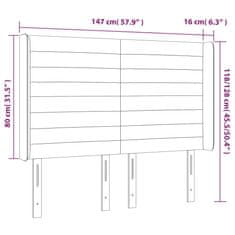 Vidaxl Čelo postele s LED modré 147 x 16 x 118/128 cm textil