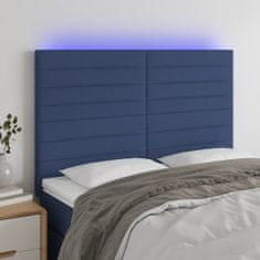 Vidaxl Čelo postele s LED modré 144x5x118/128 cm textil