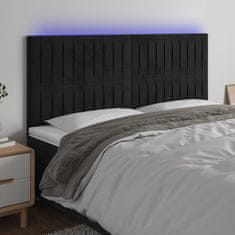 Vidaxl Čelo postele s LED černé 160x5x118/128 cm samet