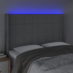 Vidaxl Čelo postele s LED světle šedé 147x16x118/128 cm textil