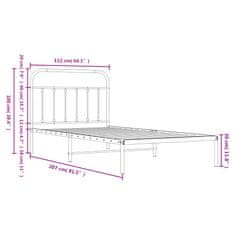 Vidaxl Kovový rám postele s čelem bílý 107 x 203 cm