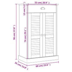 Vidaxl Botník VIGO 60 x 35 x 96 cm masivní borové dřevo