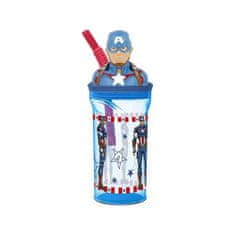 Alum online Kelímek s brčkem a 3D figurkou Marvel Avengers Capitan America 360ml