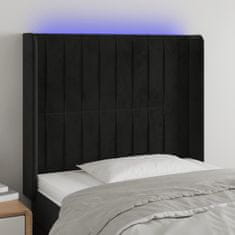 Vidaxl Čelo postele s LED černé 83 x 16 x 118/128 cm samet