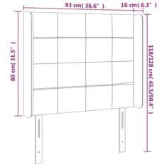 Greatstore Čelo postele s LED krémové 93 x 16 x 118/128 cm textil