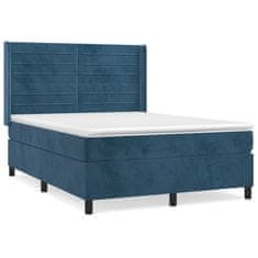 Vidaxl Box spring postel s matrací tmavě modrá 140x190 cm samet