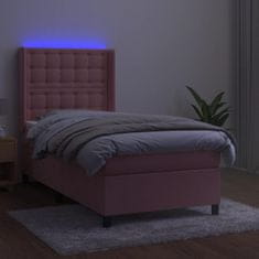 Greatstore Box spring postel s matrací a LED růžová 80 x 200 cm samet