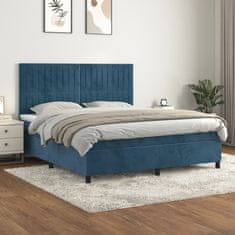 Vidaxl Box spring postel s matrací tmavě modrá 180x200 cm samet