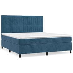 Vidaxl Box spring postel s matrací tmavě modrá 180x200 cm samet