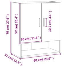 Vidaxl Nástěnná skříňka černá 60 x 31 x 70 cm kompozitní dřevo