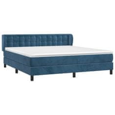 Greatstore Box spring postel s matrací tmavě modrá 180x200 cm samet