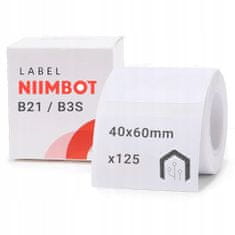 Niimbot Termální etikety Bílá 40x60mm x 125, Nálepky B21 B3S Bílá