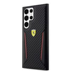 Ferrari  PU Carbon Zadní Kryt pro Samsung Galaxy S23 Ultra Black