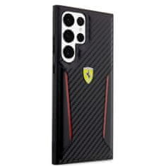 Ferrari  PU Carbon Zadní Kryt pro Samsung Galaxy S23 Ultra Black